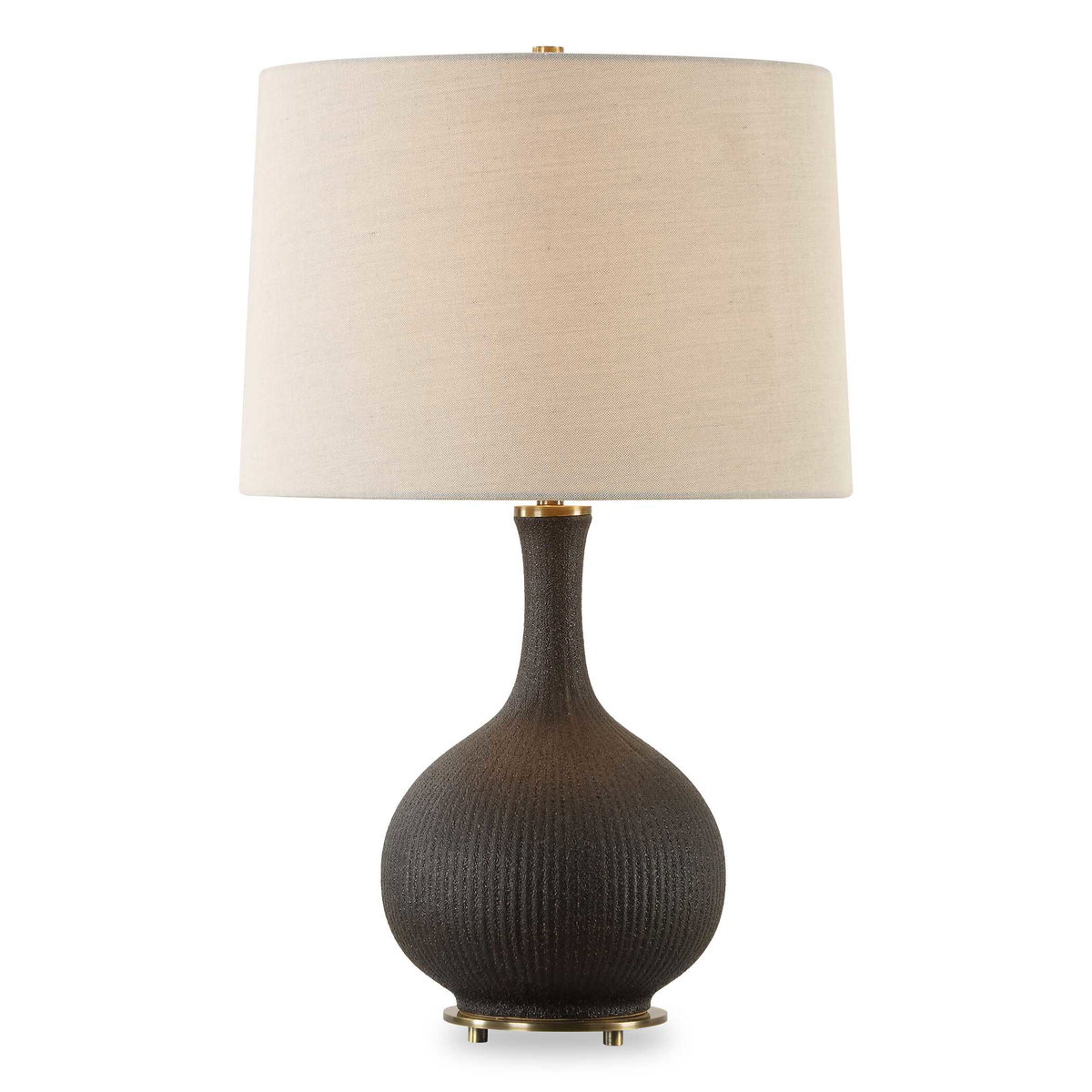 Rimini Black Glaze Table Lamp, by Uttermost, 15" width x 24.25" height x 15" depth View 1