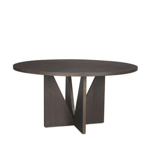 Tarro 60" Round Textured Espresso Wood with Geometrical Base Dining Table