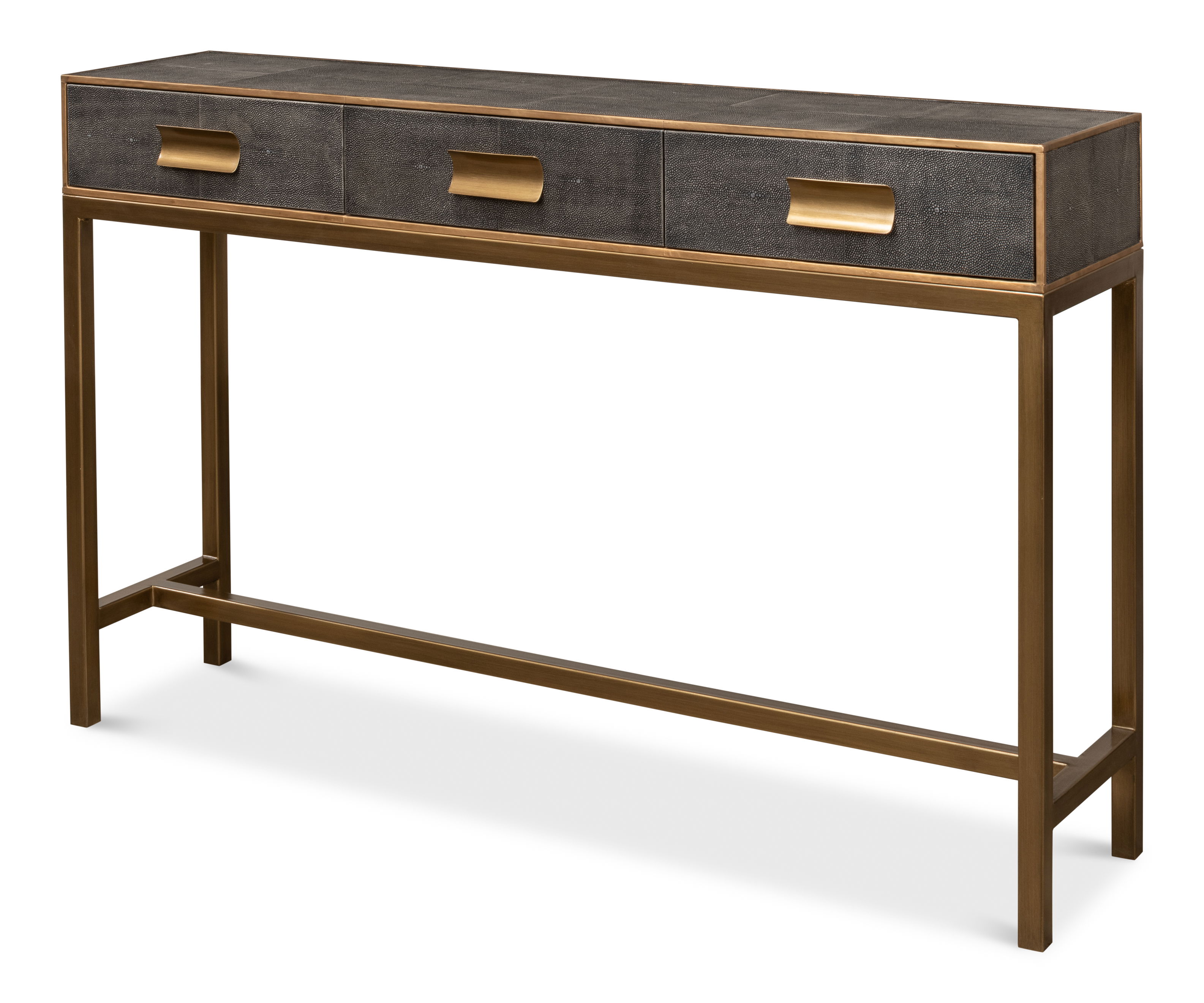 Gideon Shagreen Console Table, Ant.Grey, by Sarreid, 54" length x 12" width x 34" height View 1