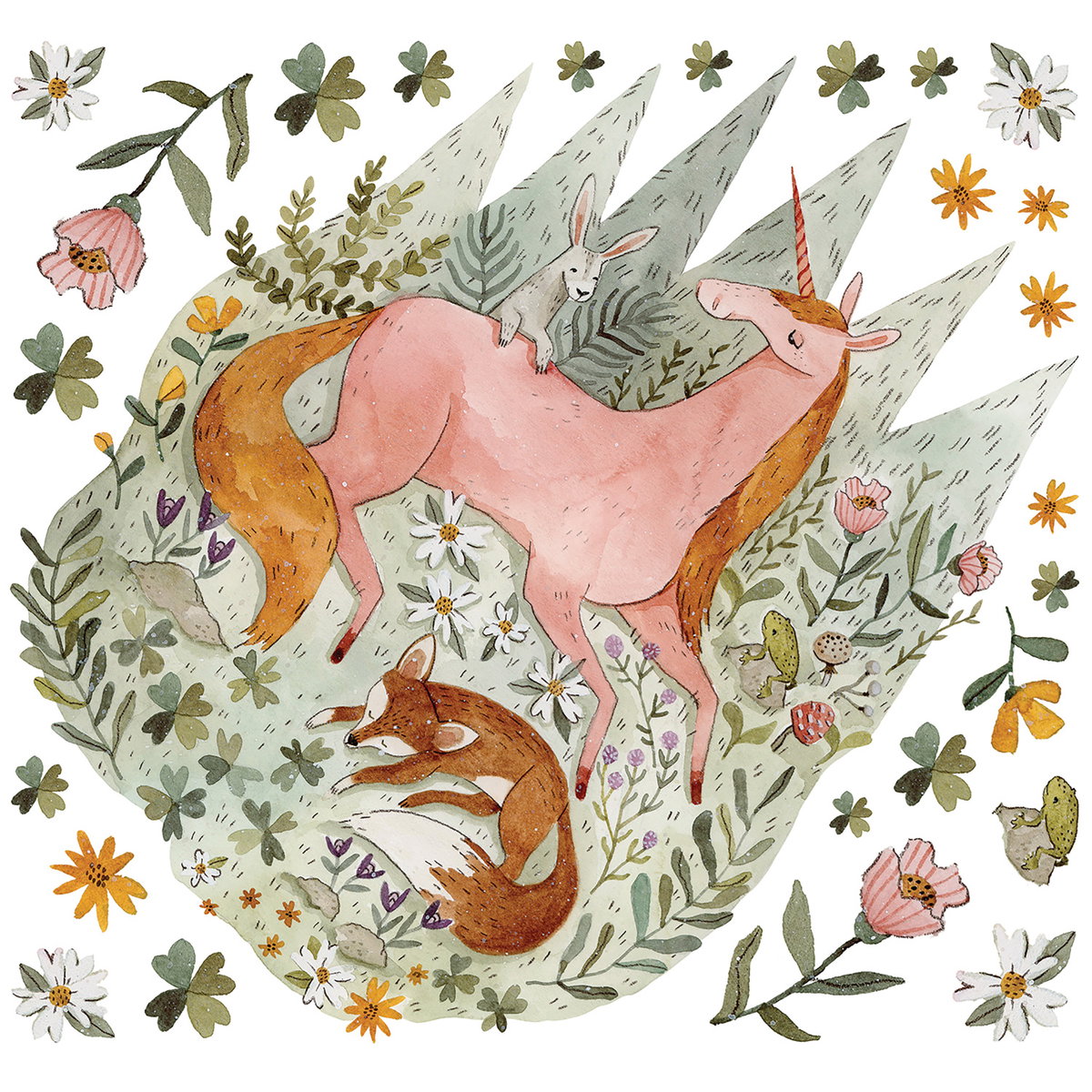 Woodland Magic Unicorn & Fox Peel & Stick Giant Wall Decals, by York Wall, 1'6" length x 1'5.25" width x 0.71" depth
