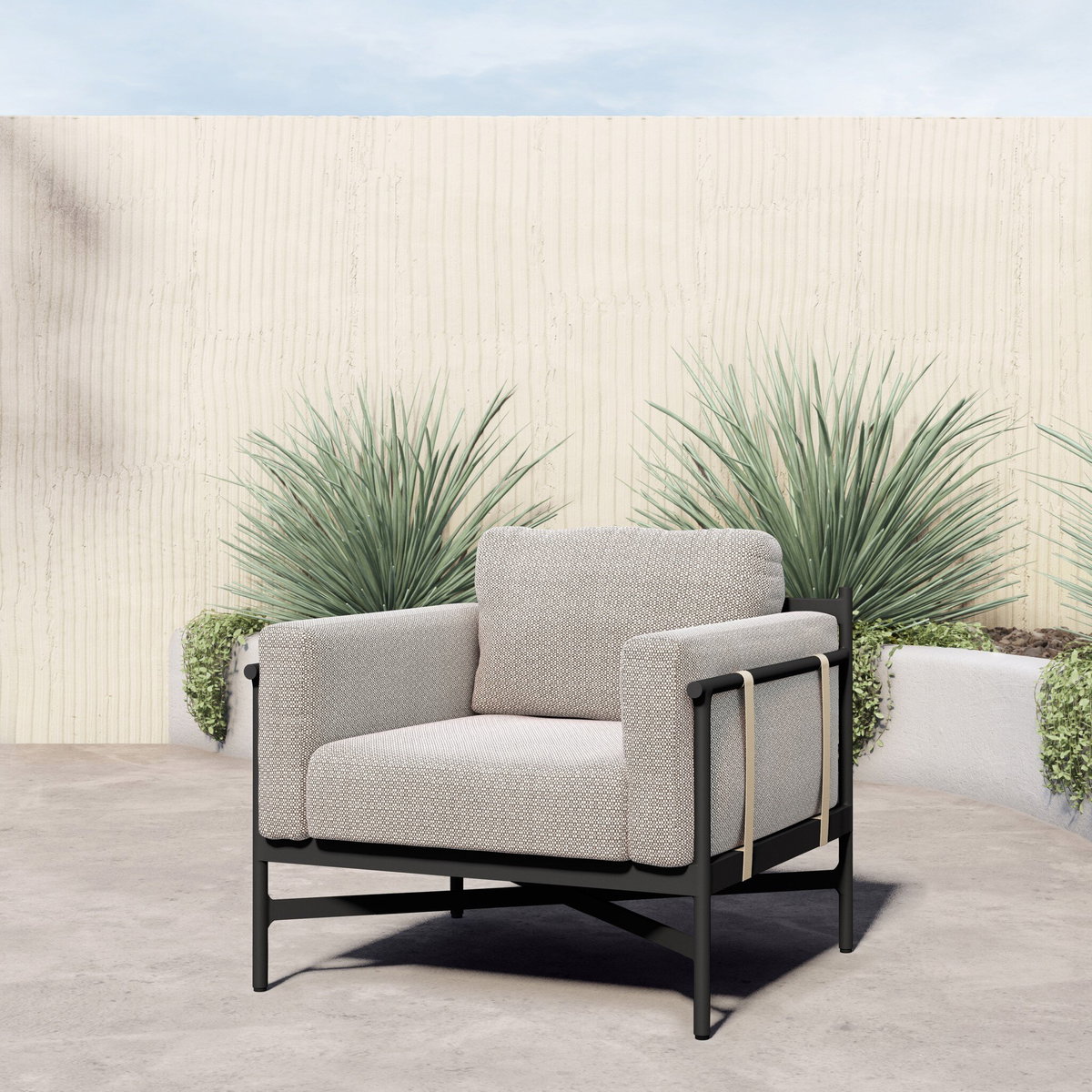 Hearst Outdoor Chair, by Four Hands, 2'11" width x 2'6.75" height x 2'9.25" depth View 6
