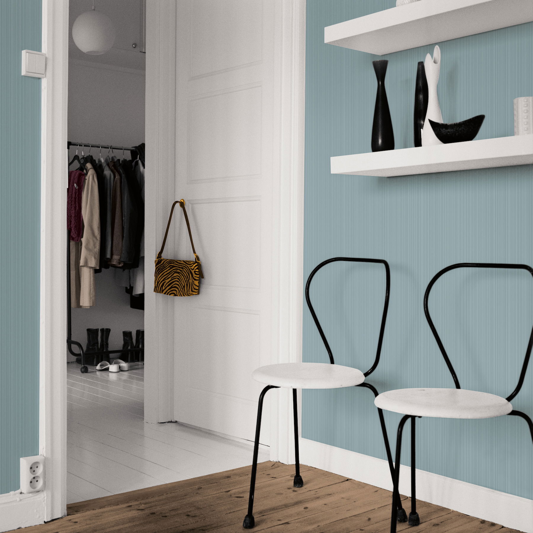 Blue Cascade Stria Wallpaper, by York Wall, 27' length x 2'3" width x 0.02" depth View 2