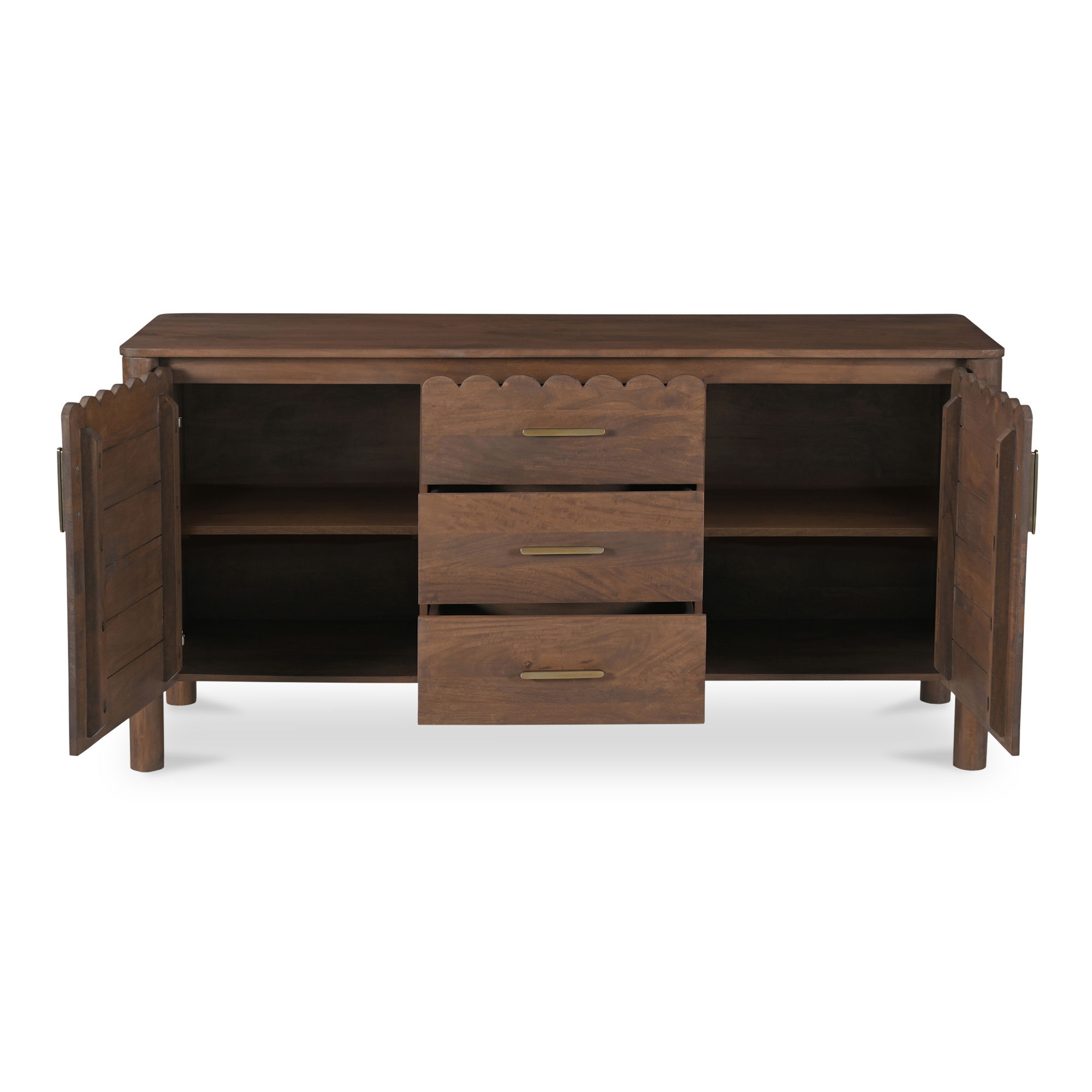 Wiley 3 Drawer Sideboard Vintage Brown, Cabinets & Sideboard by Moe's Home, 60" width x 30" height x 19" depth View 6