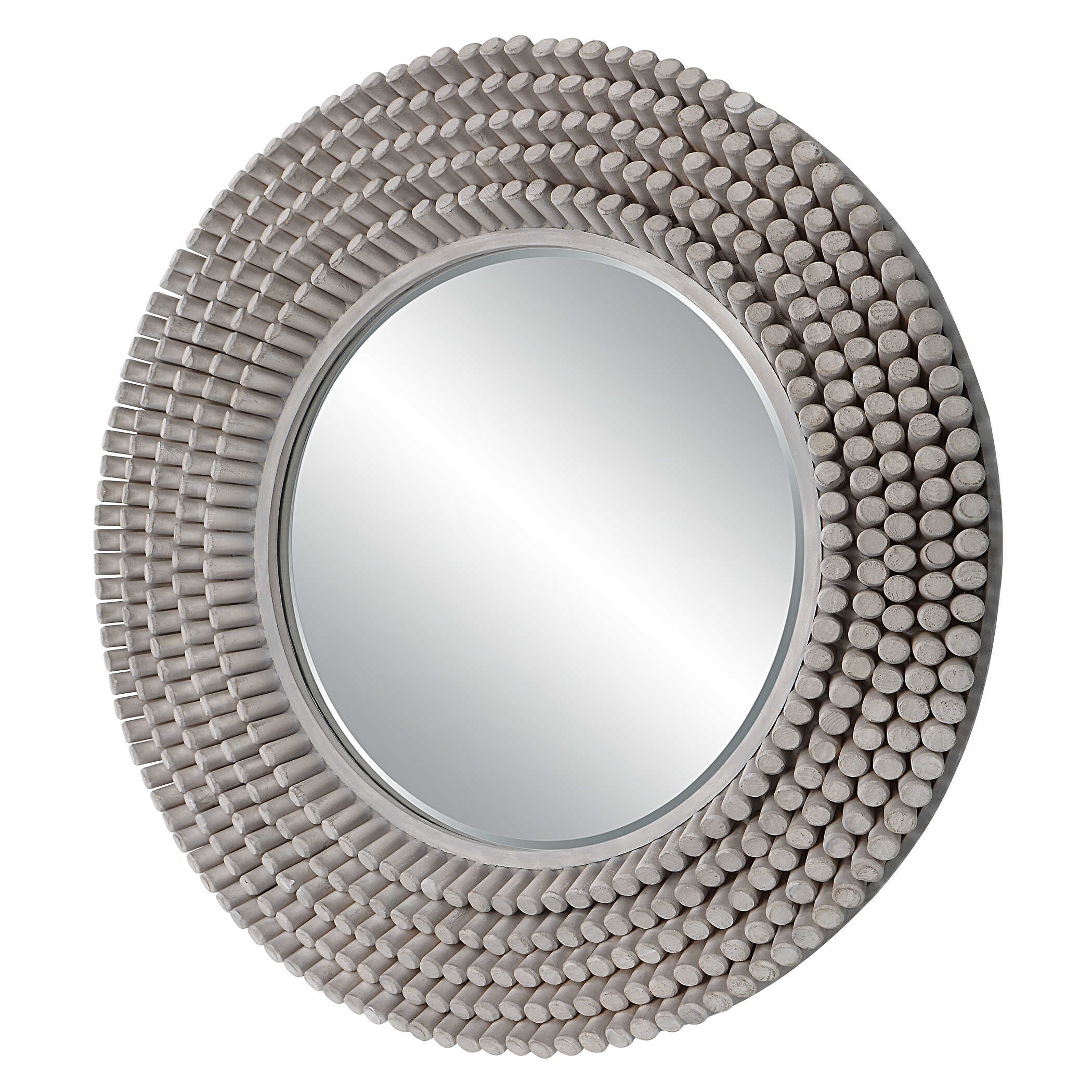 Portside Round Gray Mirror, by Uttermost, 39.75" width x 39.75" height x 3" depth View 5