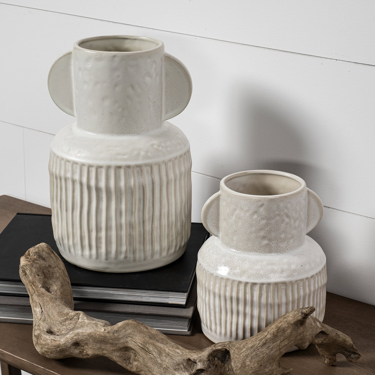 Judy Small Eggshell Ceramic Vase, by Mercana, 8.07" length x 6.69" width x 8.07" height View 5