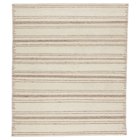 Mendoza Striped Handwoven Wool Cream Area Rug