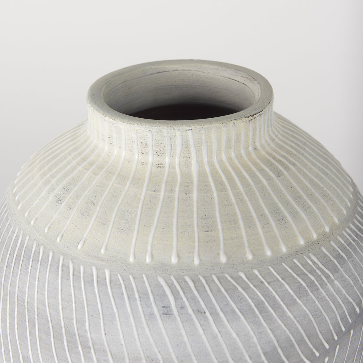 Blume 12.5H Off-White with Gray Textured Vase, by Mercana, 9.45" length x 9.45" width x 12.6" height View 5