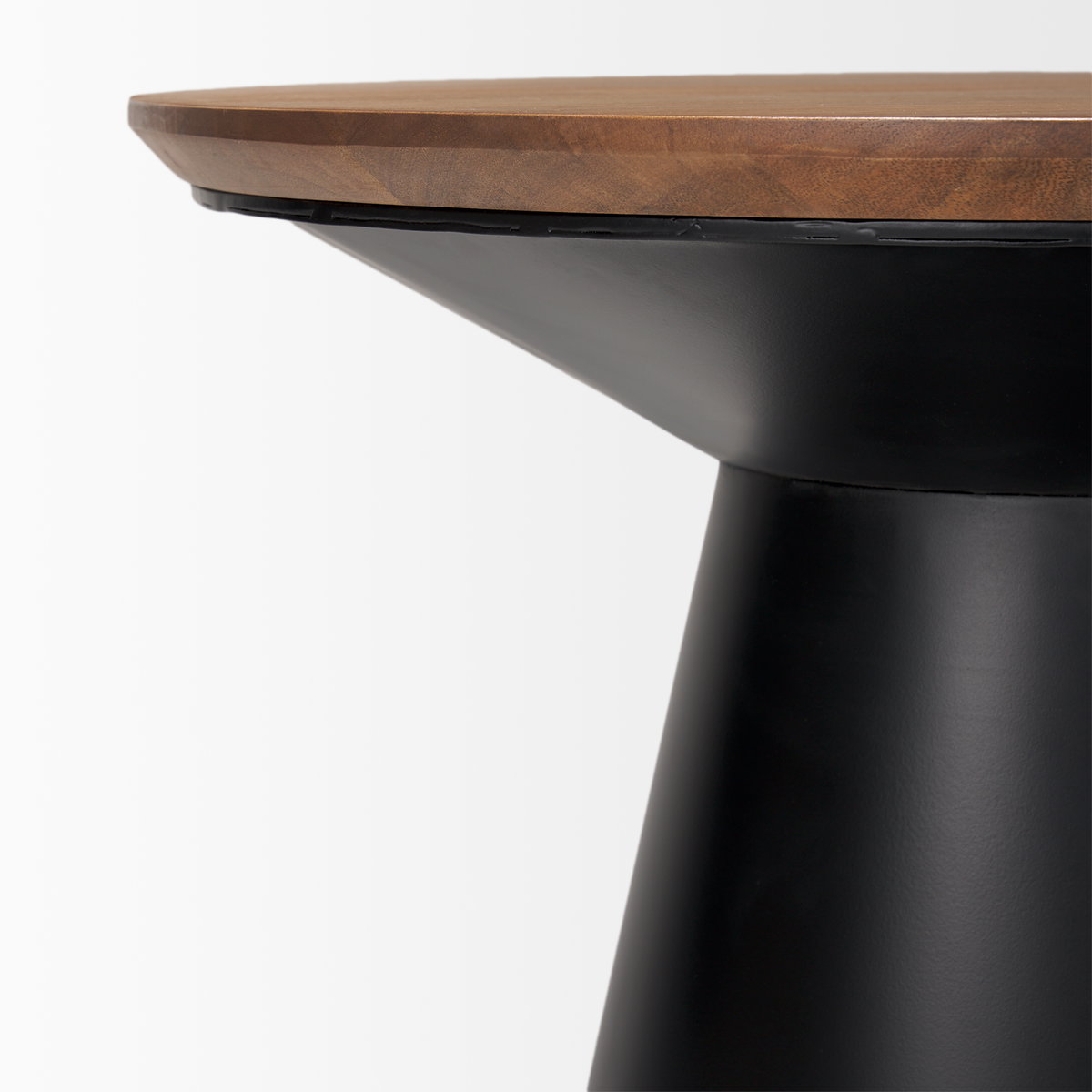 Mitchell 22.0L x 22.0W x 23.0H Black Metal Pedetal Base with Brown Wood Top Side Table, Side & End Table by Mercana, 22" length x 22" width x 22.5" height View 6