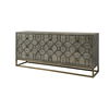 Genevieve II 70x15.8 Gray Fir Veneer with Gold Metal Frame Base 9 Drawer Sideboard, Sideboards & Buffet by Mercana, 70" length x 15.75" width x 31" height thumbnail 1