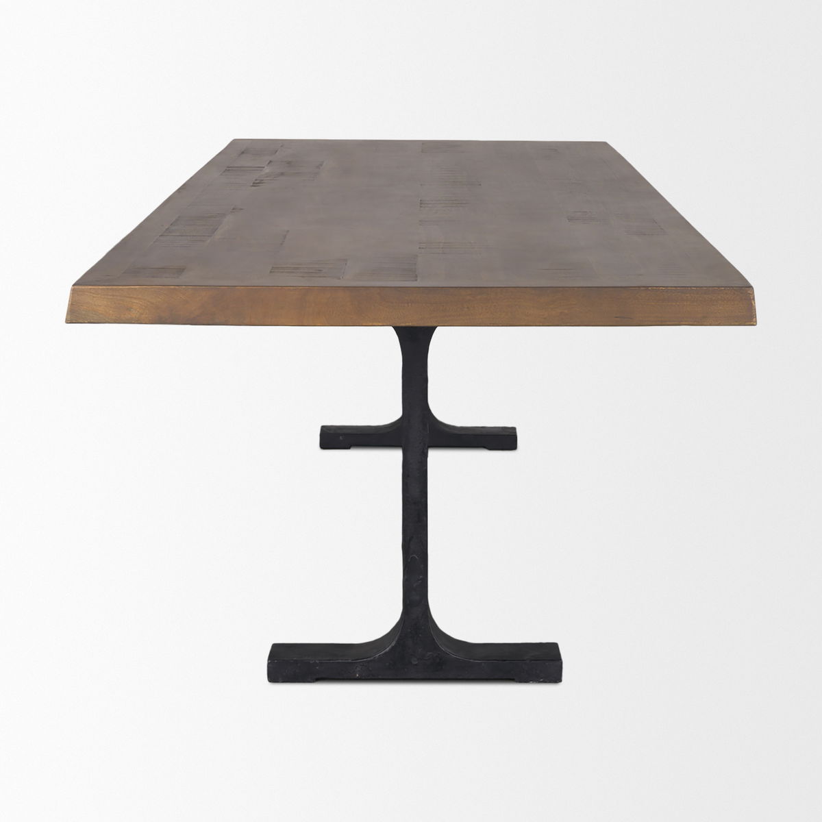 Araxi 95'L x 41'W Rectangular Trestle Dining Table | Brown Wood & Black Metal | Seats 8-10, by Mercana, 95" length x 41" width x 30" height View 5