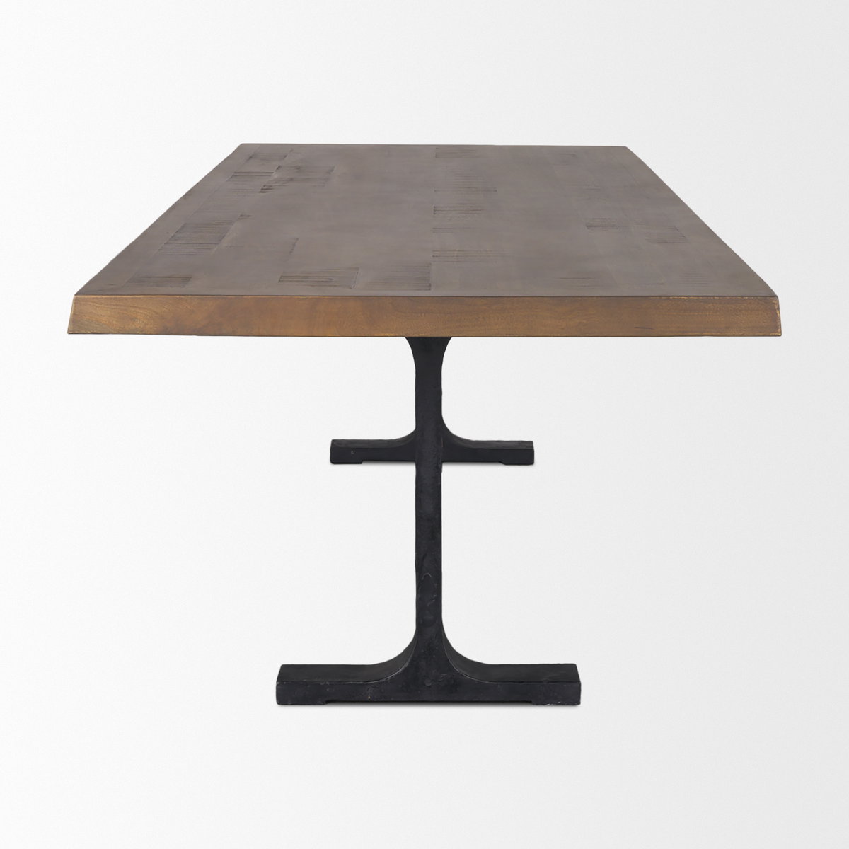 Araxi 95'L x 41'W Rectangular Trestle Dining Table | Brown Wood & Black Metal | Seats 8-10, by Mercana, 95" length x 41" width x 30" height View 5