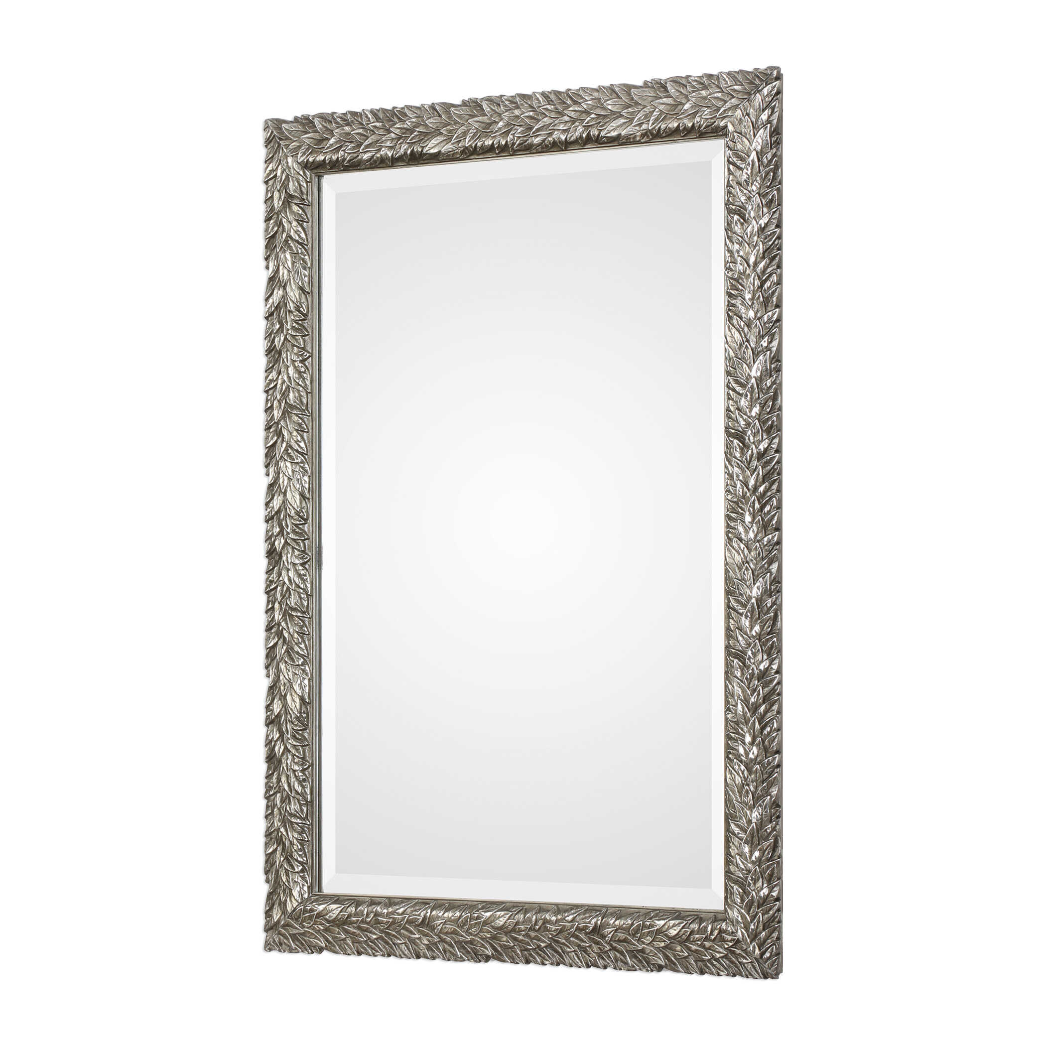 Evelina Silver Leaves Mirror, by Uttermost, 24.62" width x 34.62" height x 1" depth View 4