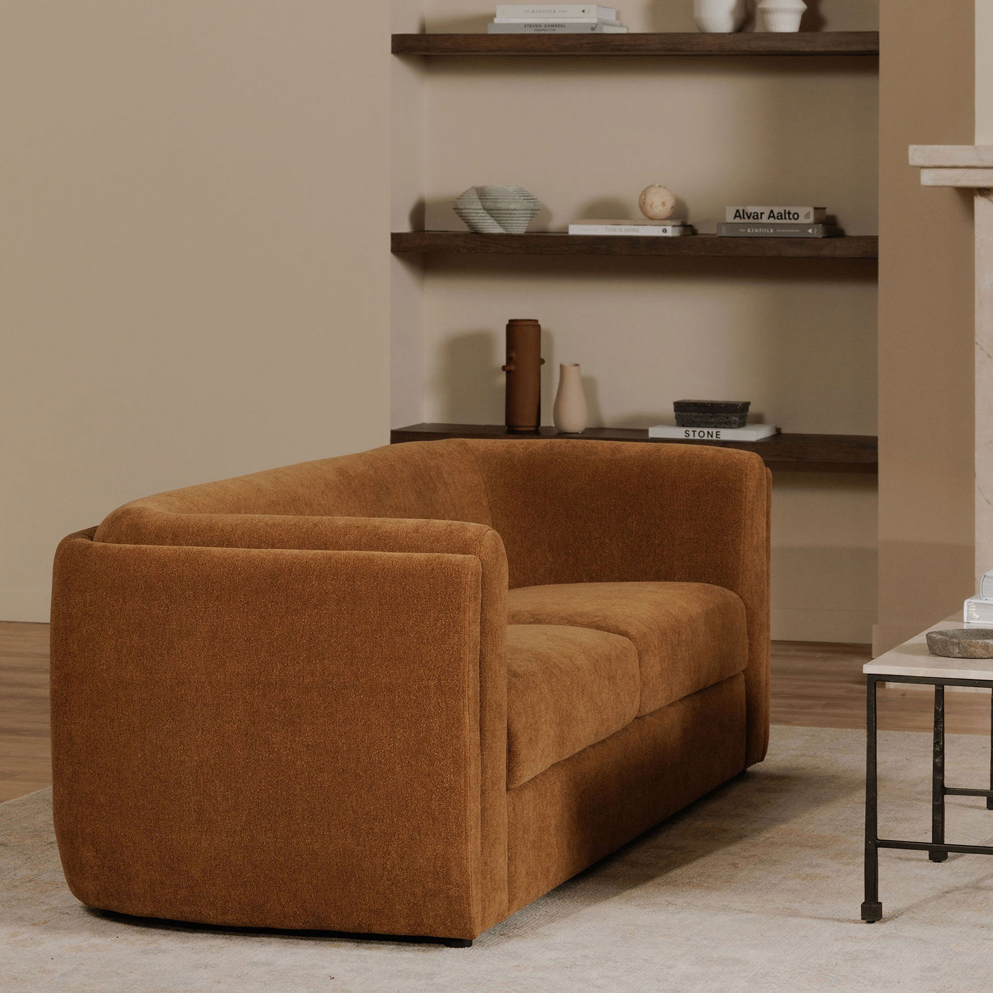 Alora Sofa Fabric Ochre Brown large image 