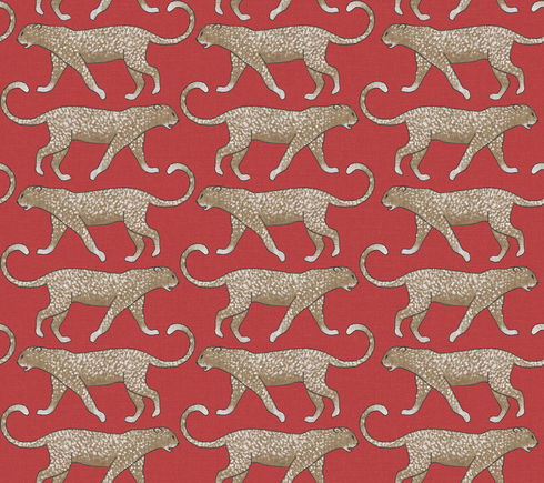 Big Cat Walk Red  Peel & Stick Wallpaper