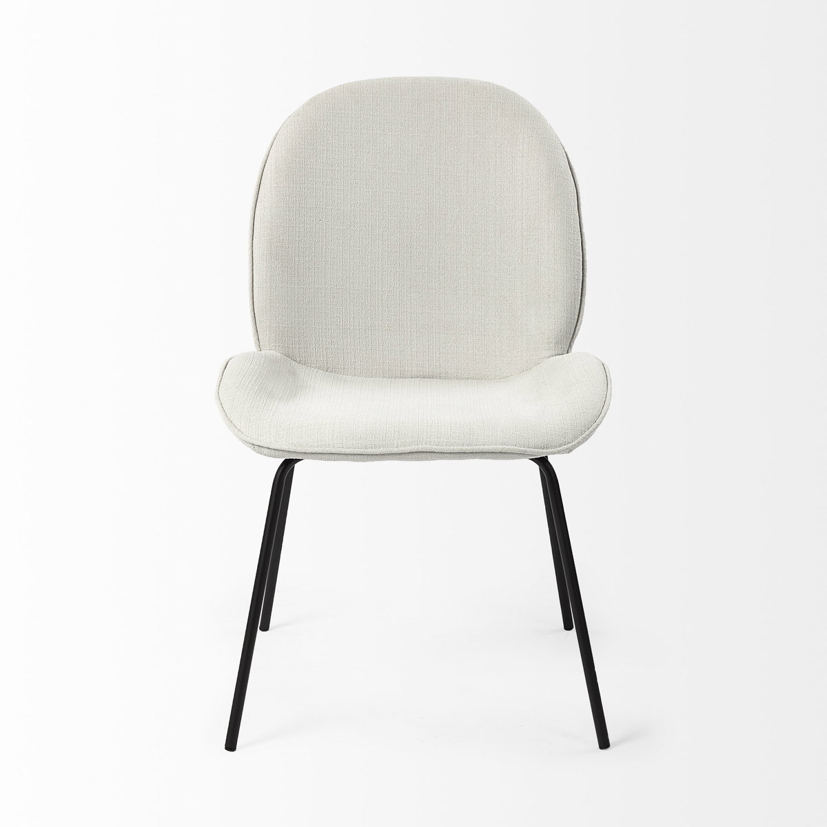 Inala Curved Back Dining Side Chair | White Fabric with Black Metal, Dining Chair by Mercana, 21.26" length x 25.59" width x 34.25" height View 7