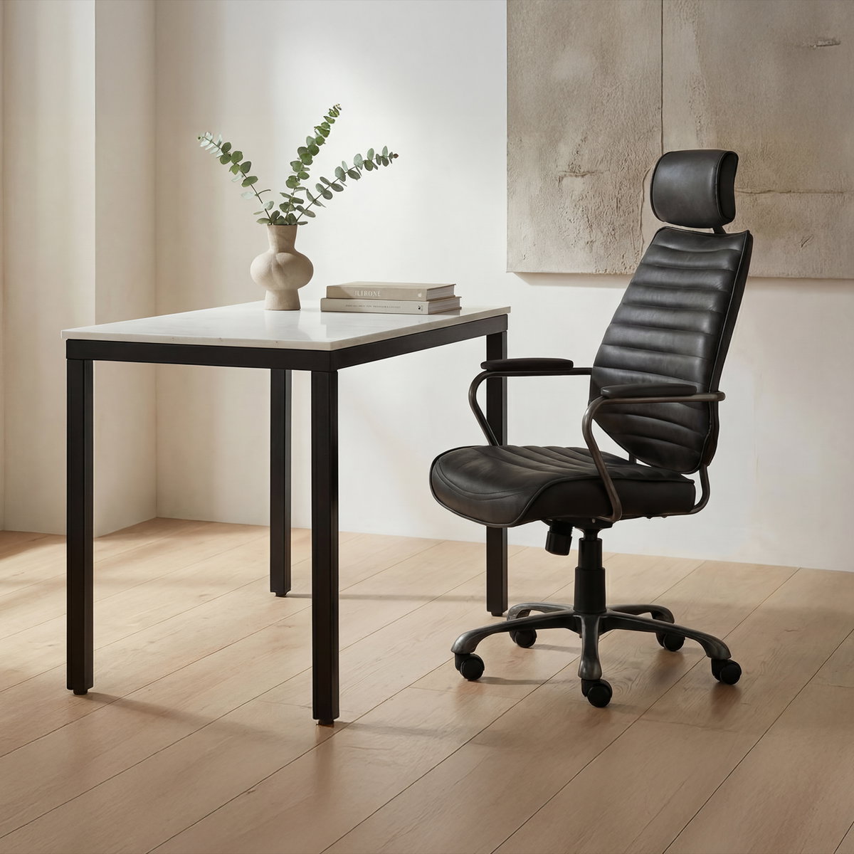 Executive Office Chair Black, by Moe's Home, 25.5" width x 45" height x 26" depth View 6