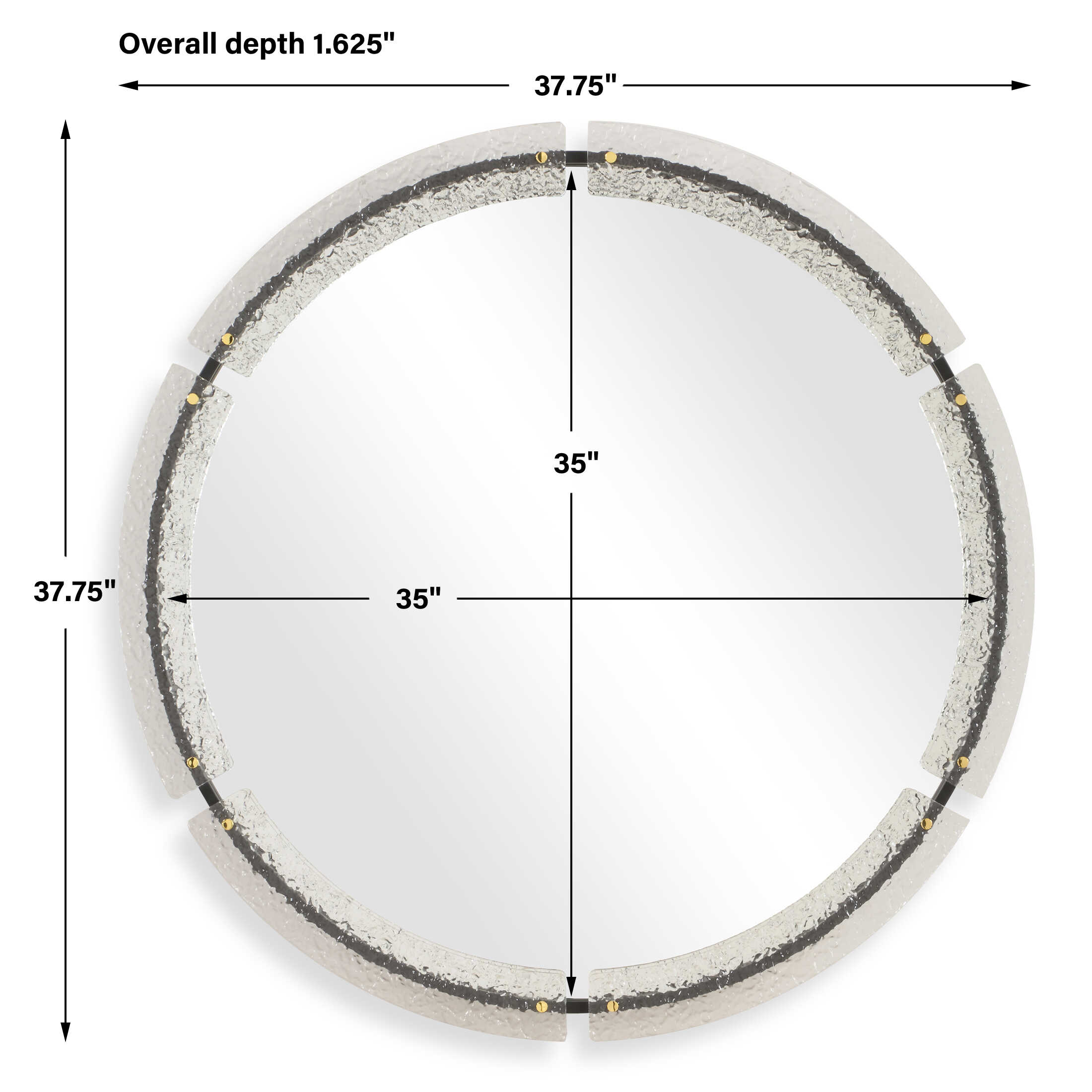 Crystalline Round Mirror, by Uttermost, 37.75" width x 37.75" height x 1.62" depth View 3