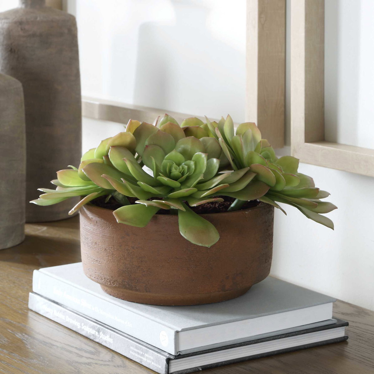 Sable Succulent Accent In Pot, Artificial Plants & Flower by Uttermost, 13.25" width x 8.5" height x 13.25" depth View 2