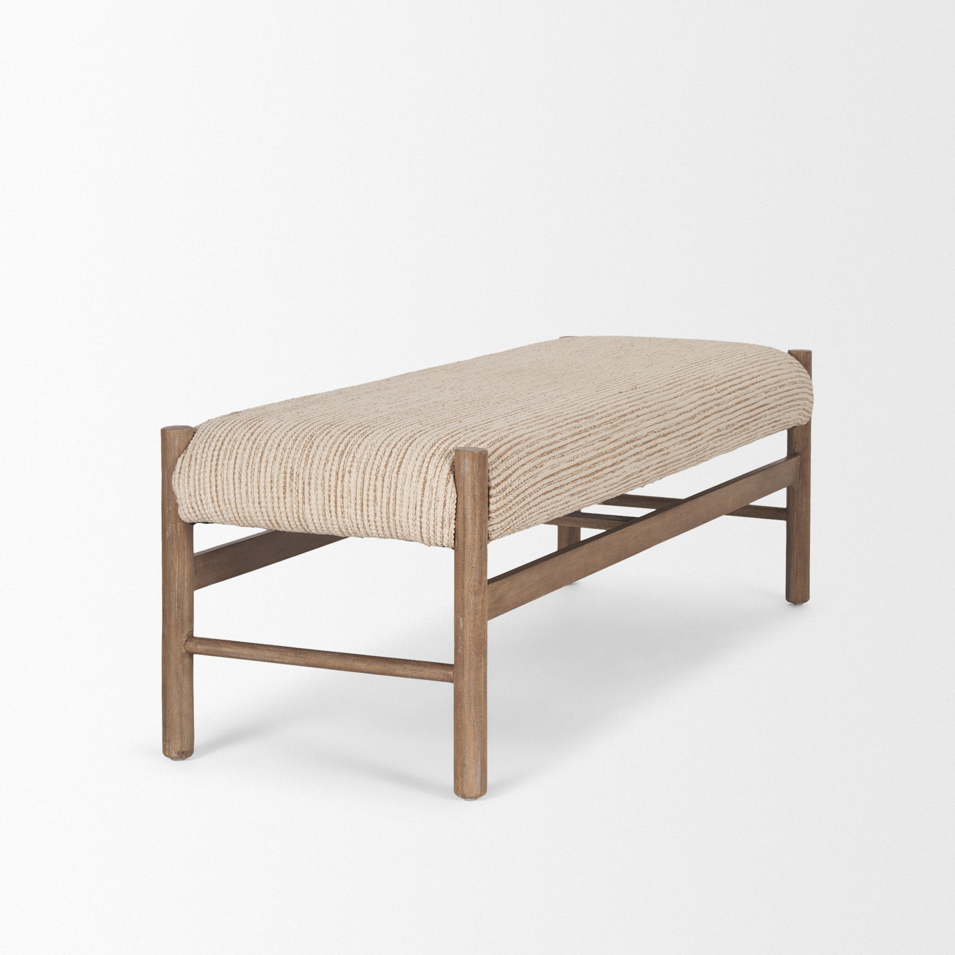 Tadi Rectangular Dark Brown Wood with Rug Seat Bench large image 