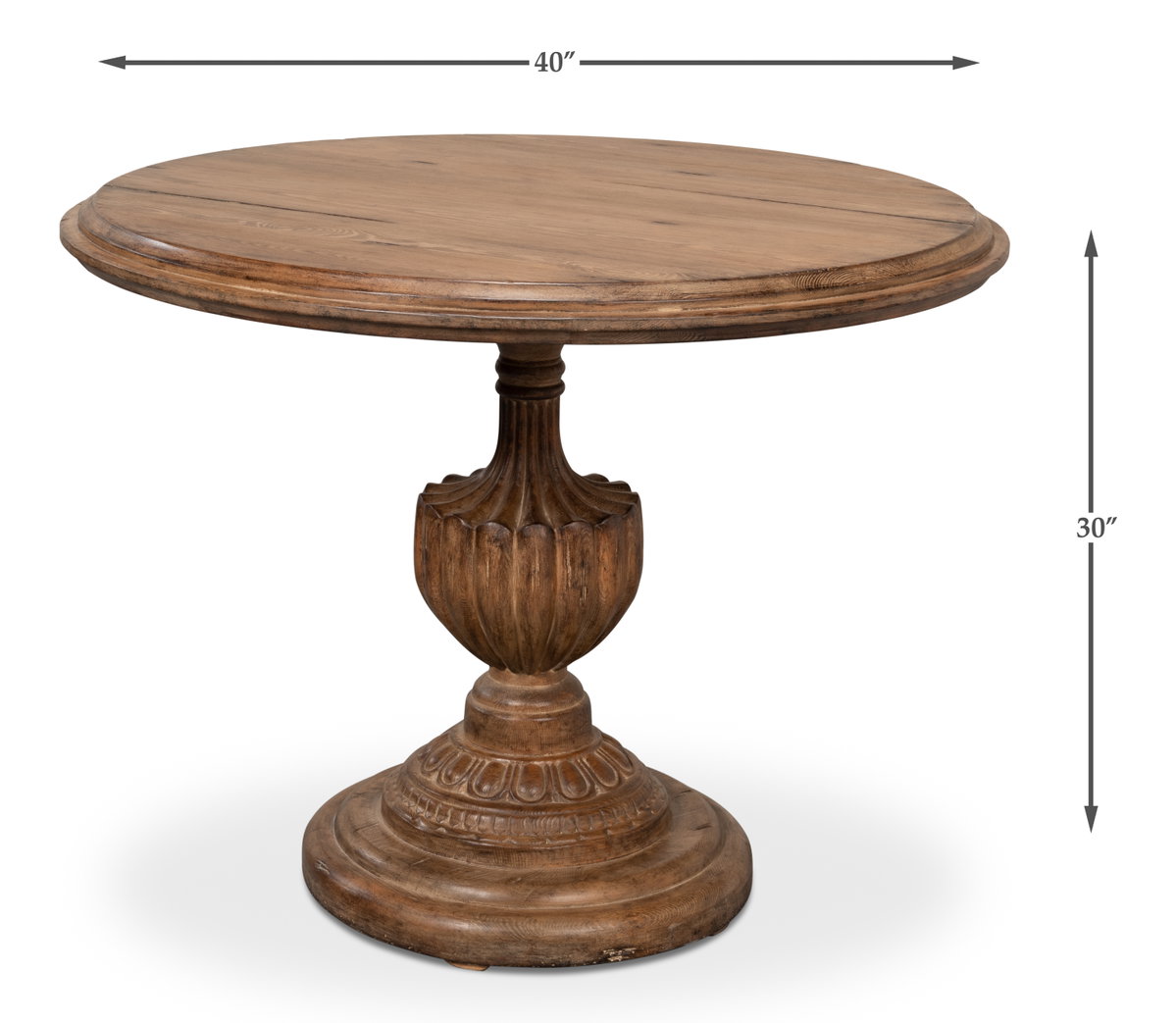 Renaissance Pedestal Dining Table 40top, by Sarreid, 3'4" length x 3'4" width x 2'6" height View 13