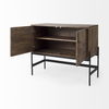 Glenn 38L x 16W x 30H Dark Brown Wood with Black Iron Frame, 2 Door Accent Cabinet, Cabinets & Chest by Mercana, 37.5" length x 16" width x 30" height thumbnail 7