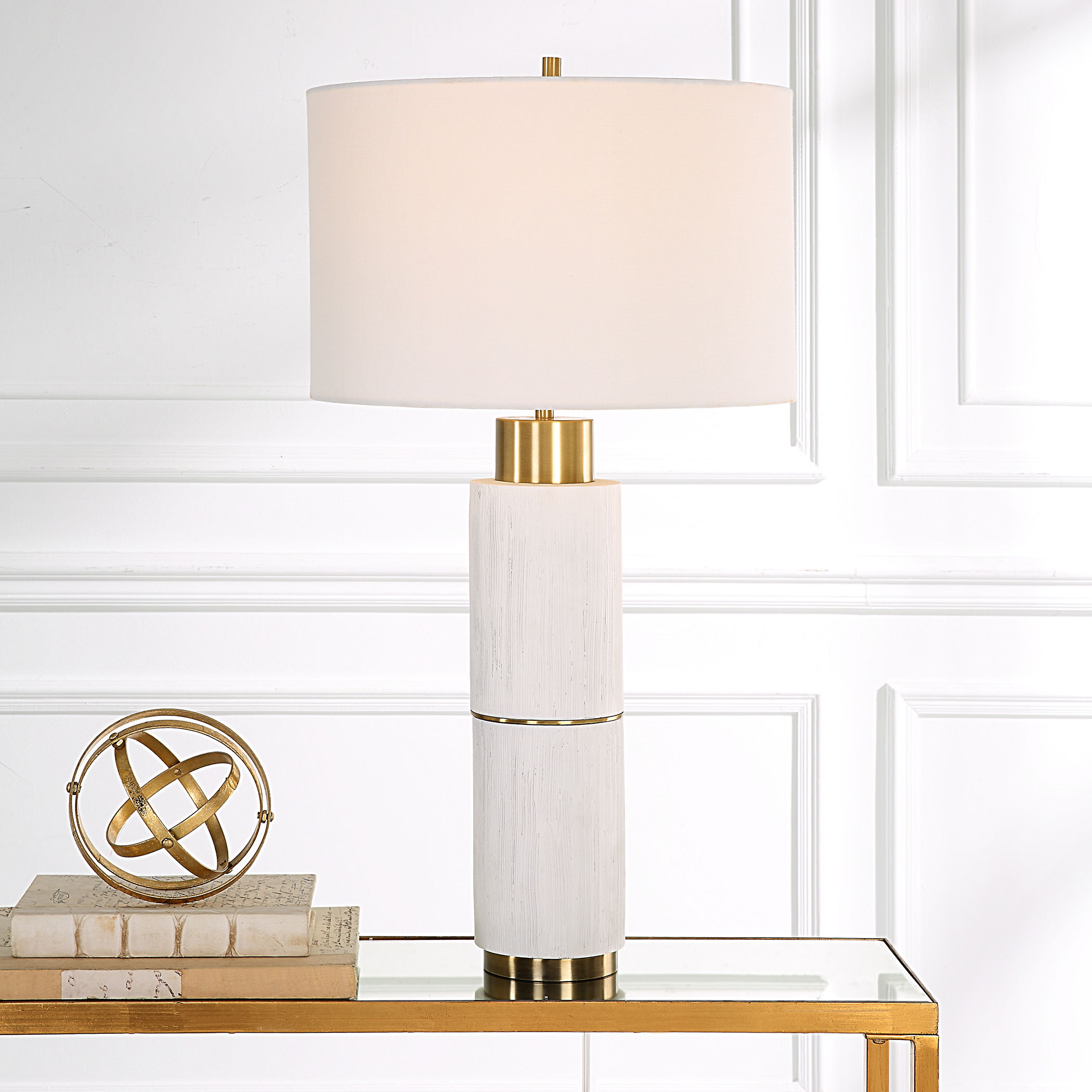 Ruse Whitewashed Table Lamp large image 