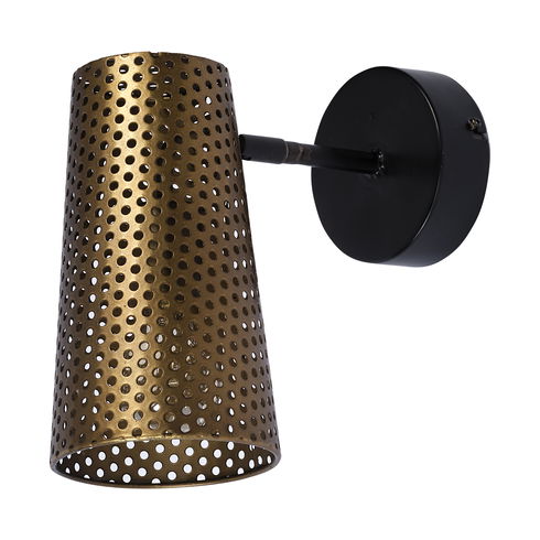 Wesley I 11x10.2 Gold Toned Perforated Metal Cone Wall Sconce