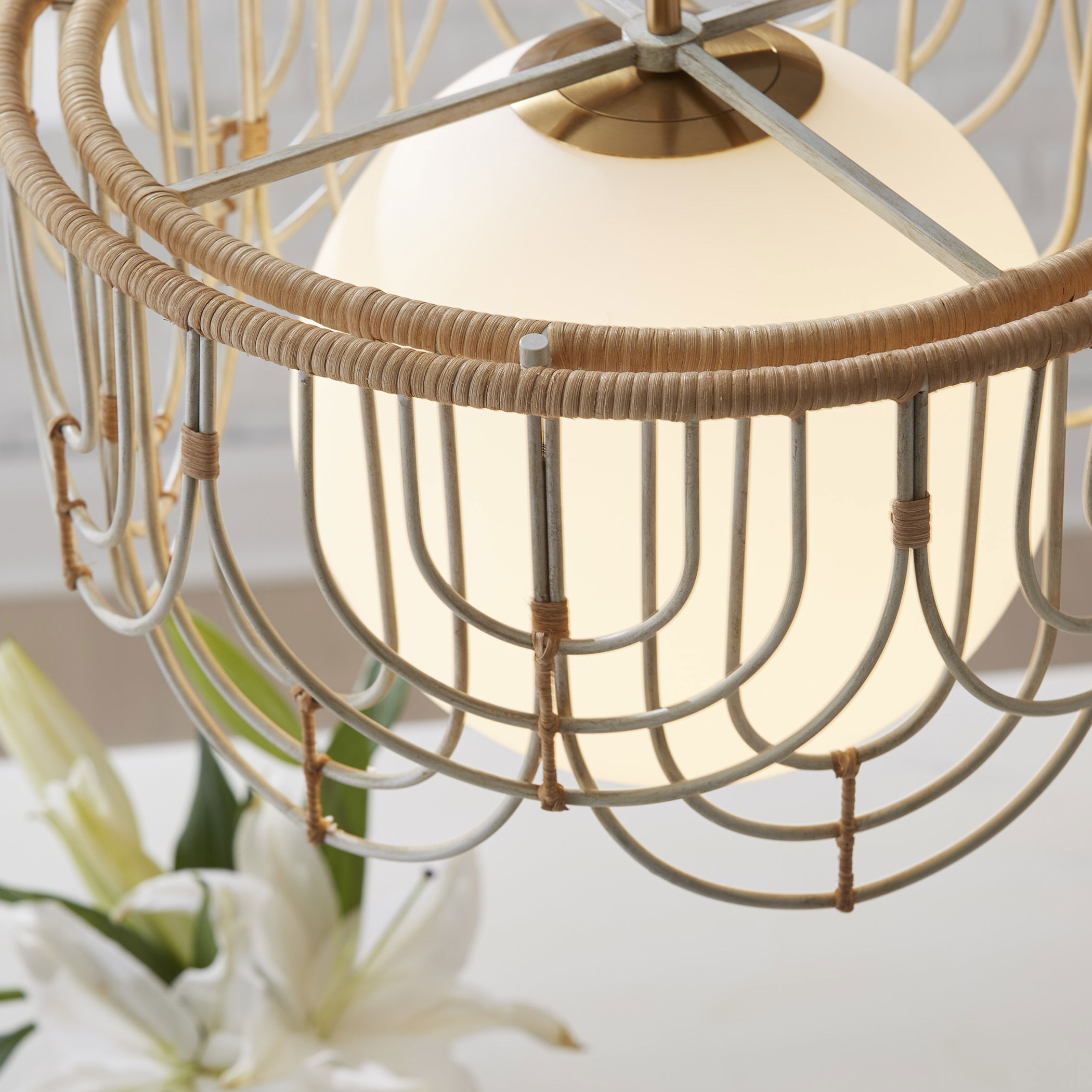 Arches 1 Light Rattan Pendant large image 