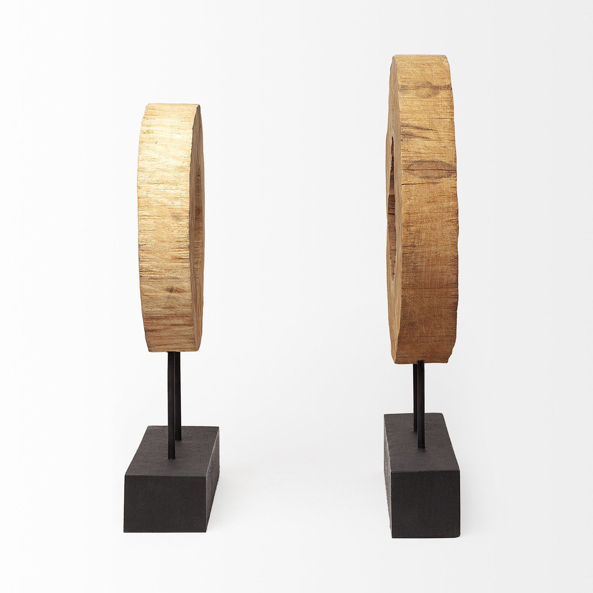 Ironwood II (Small) 13L x 4W Natural Wooden Circular Object, Decorative Object by Mercana, 12.6" length x 3.54" width x 18.75" height View 8