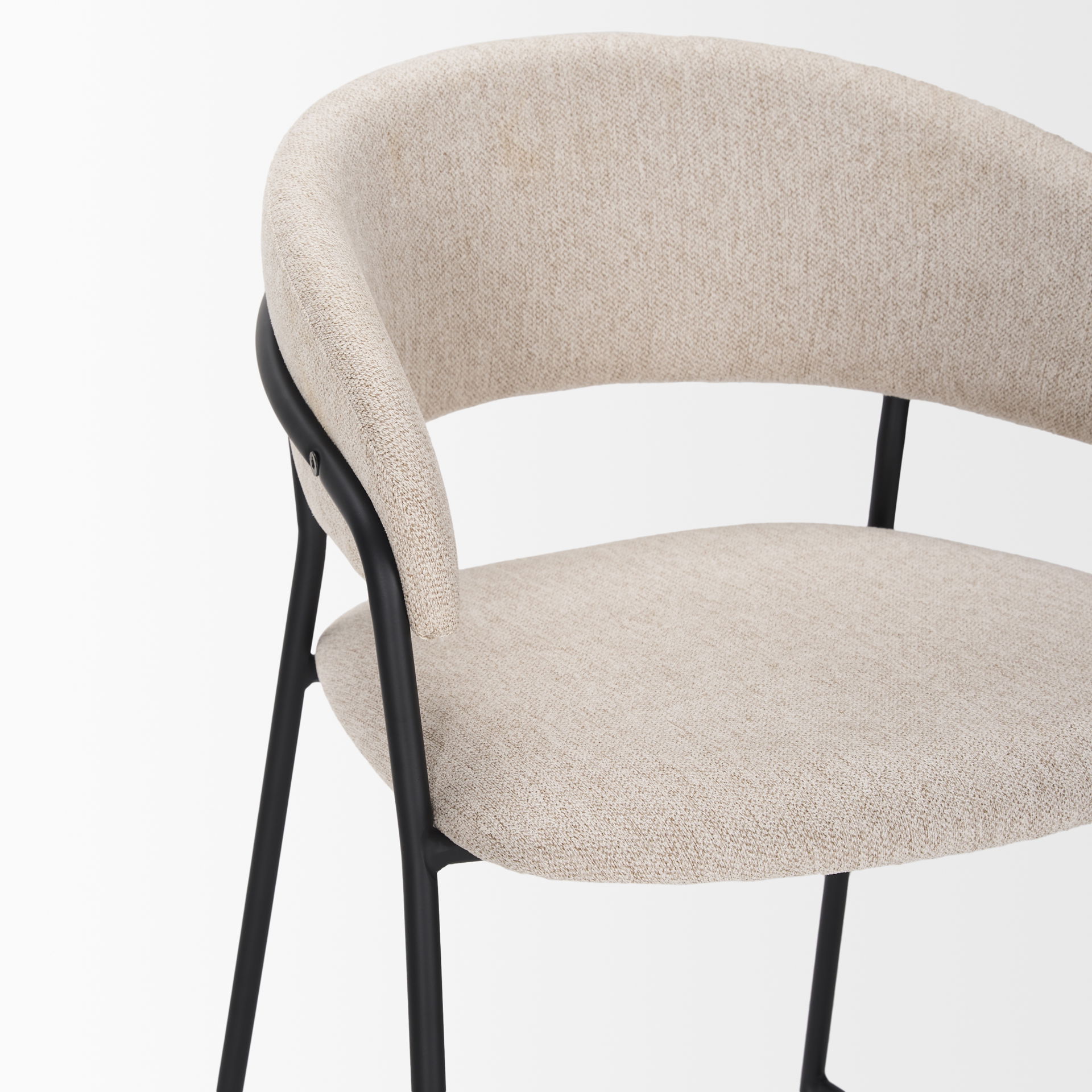 Carolyn Bar Stool with Oatmeal Fabric & Matte Black Metal large image 