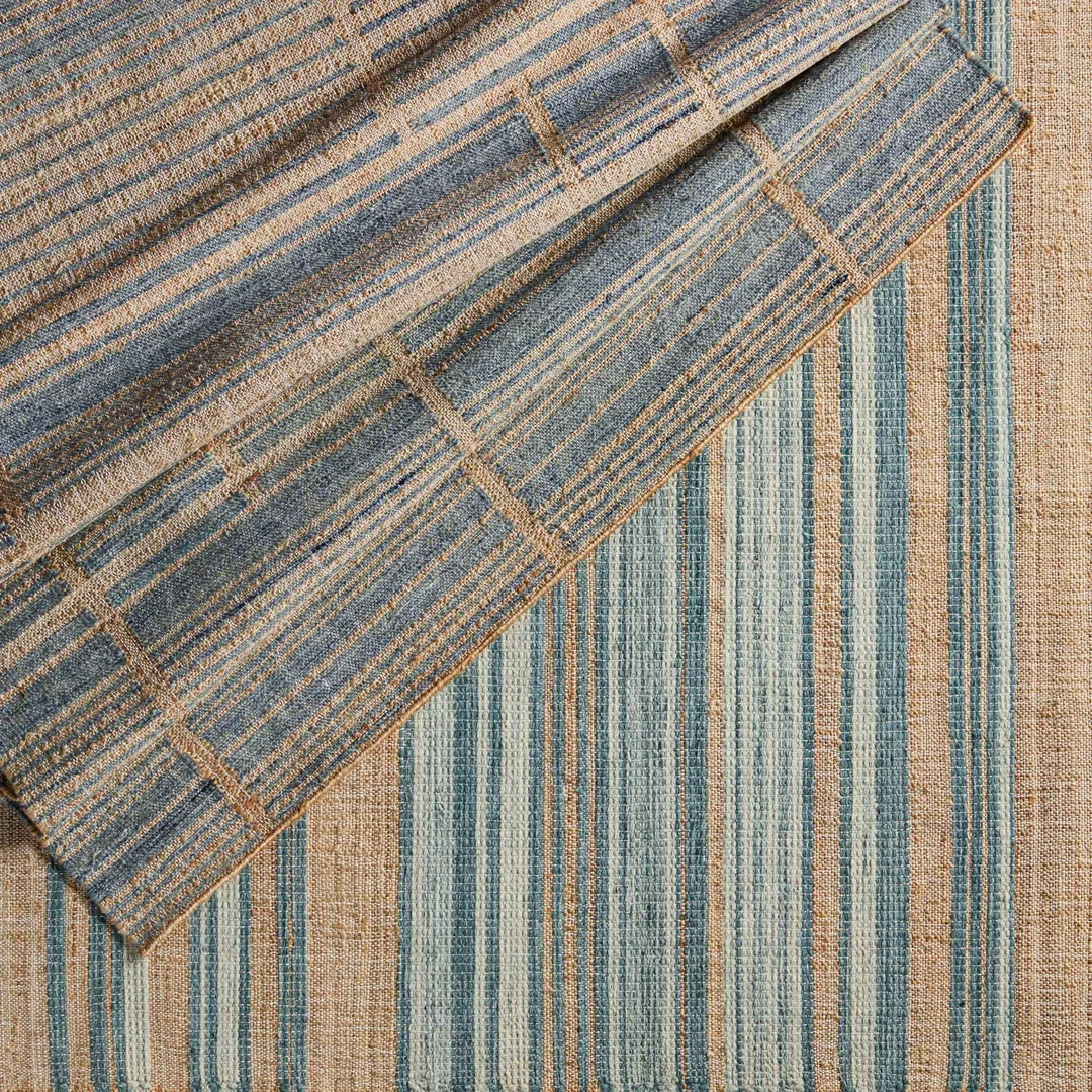 Zoya Flatweave Striped Area Rug in Brown/Blue large image 