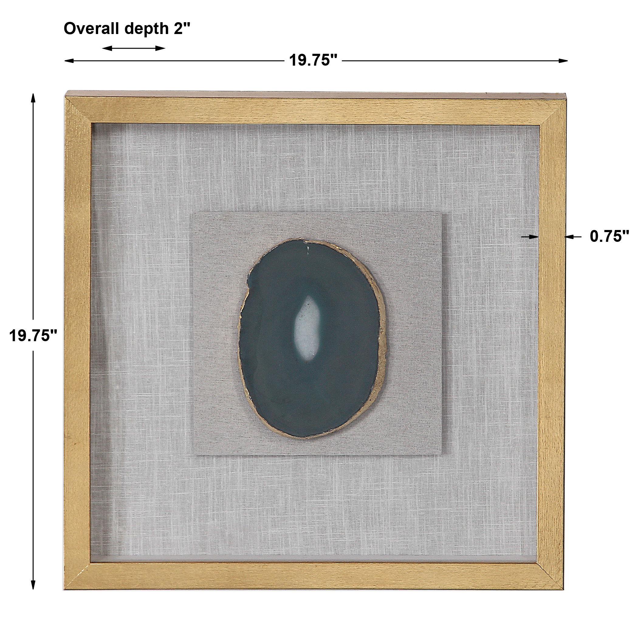 Keeva Agate Stone Shadow Box, Sculptural Wall Art by Uttermost, 19.75" width x 19.75" height x 2" depth View 3