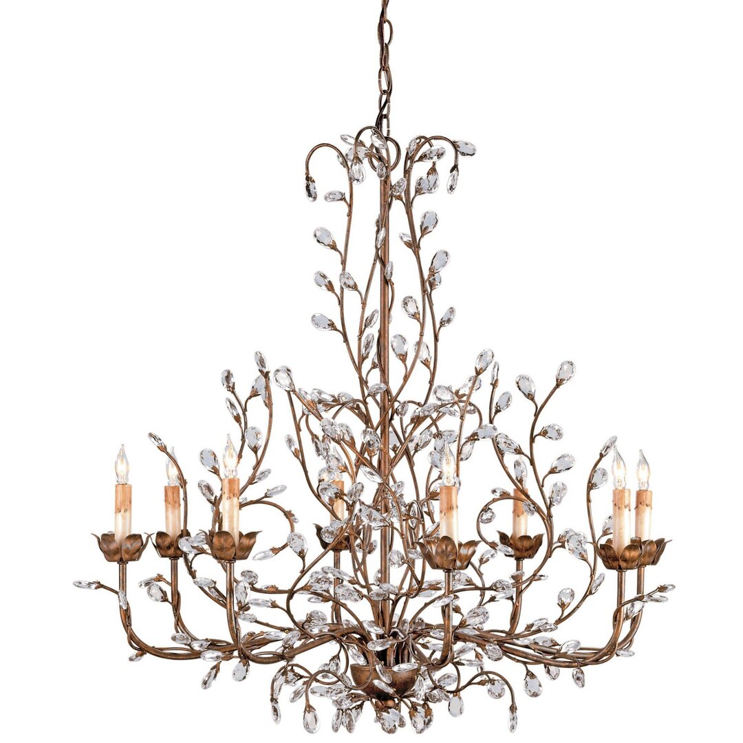 Crystal Bud 8 - Light Chandelier, by Currey and Company, 33" width x 33" height x 33" depth View 1