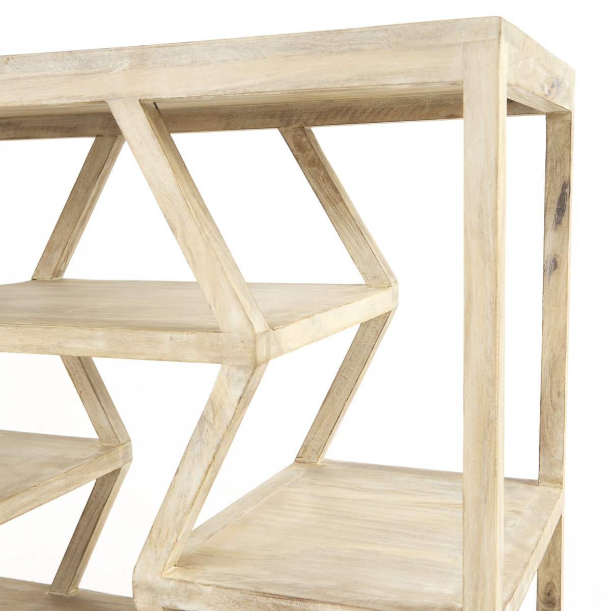 Dayton II 66L x 16W Natural Wooden Multi-Level Shelf Console Table, by Mercana, 66" length x 16" width x 32" height View 6