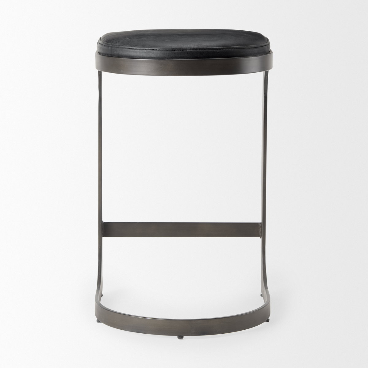 Tyson Backless 28in Seat Bar Stool | Black Leather with Black Metal, Counter & Bar Stool by Mercana, 17.25" length x 17.5" width x 28" height View 5