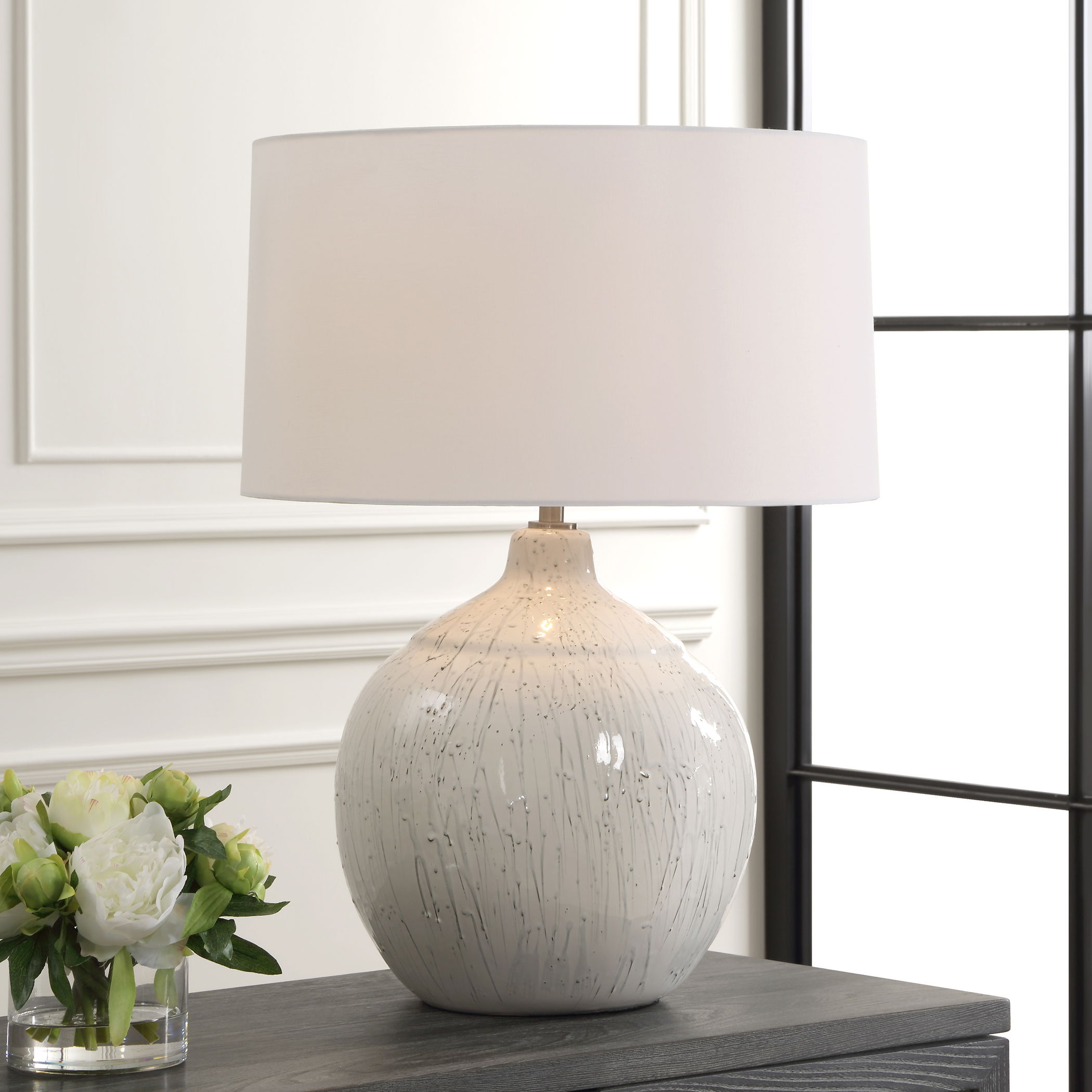 Dribble White Glaze Table Lamp large image 