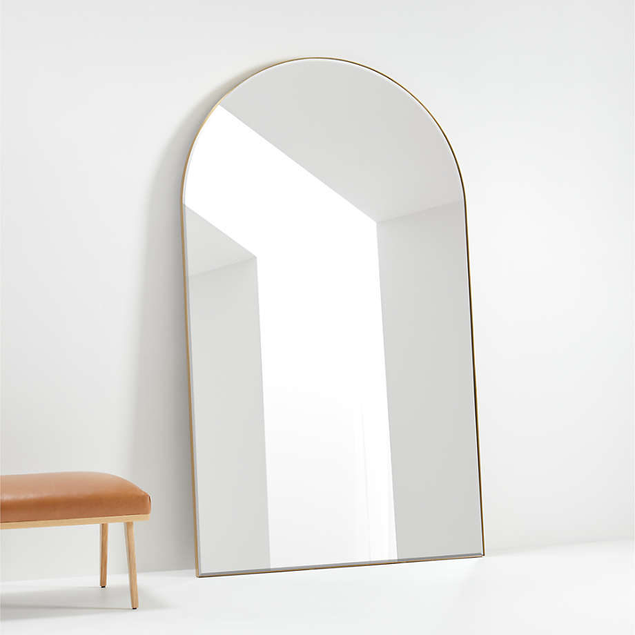Online Designer Combined Living/Dining Edge Extra-Large Brass Arch Floor Mirror 48"x80"
