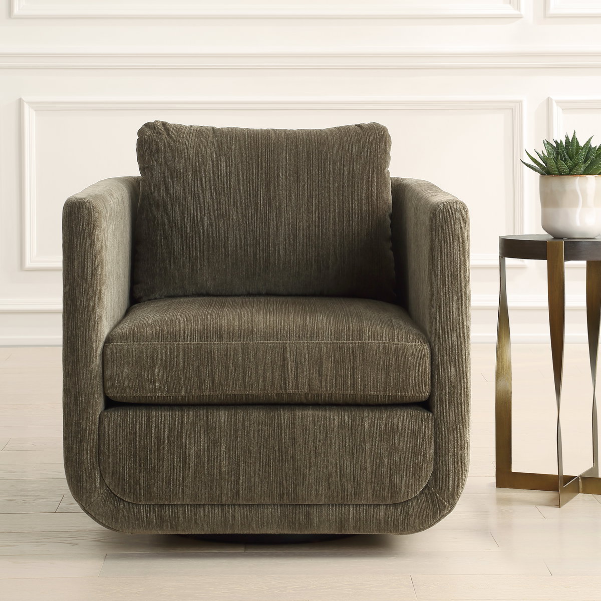 Abound Herb Swivel Chair, Accent Chair by Uttermost, 29.5" width x 26.5" height x 32" depth View 2