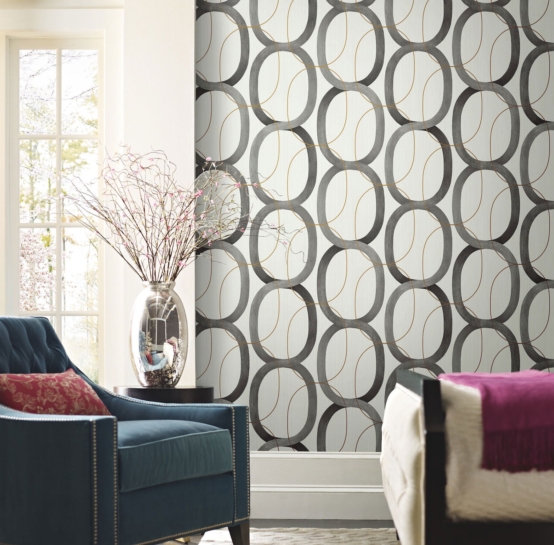 Interlock Black & Gold Wallpaper large image 