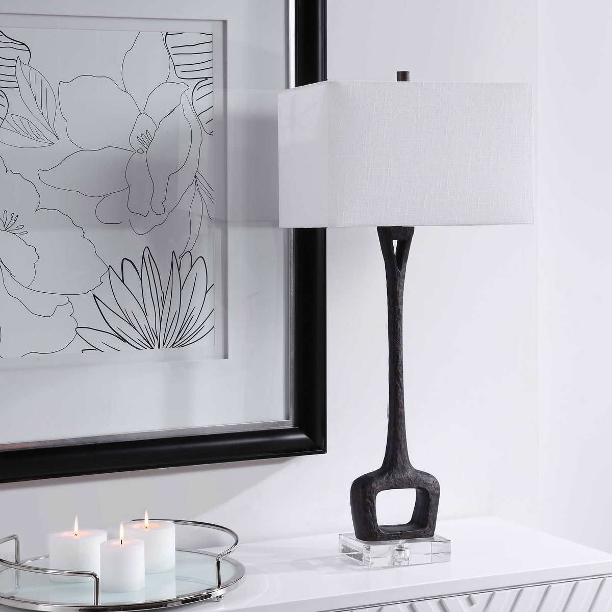 Darbie Iron Table Lamp, by Uttermost, 1'4" width x 2'11.75" height x 10" depth View 4