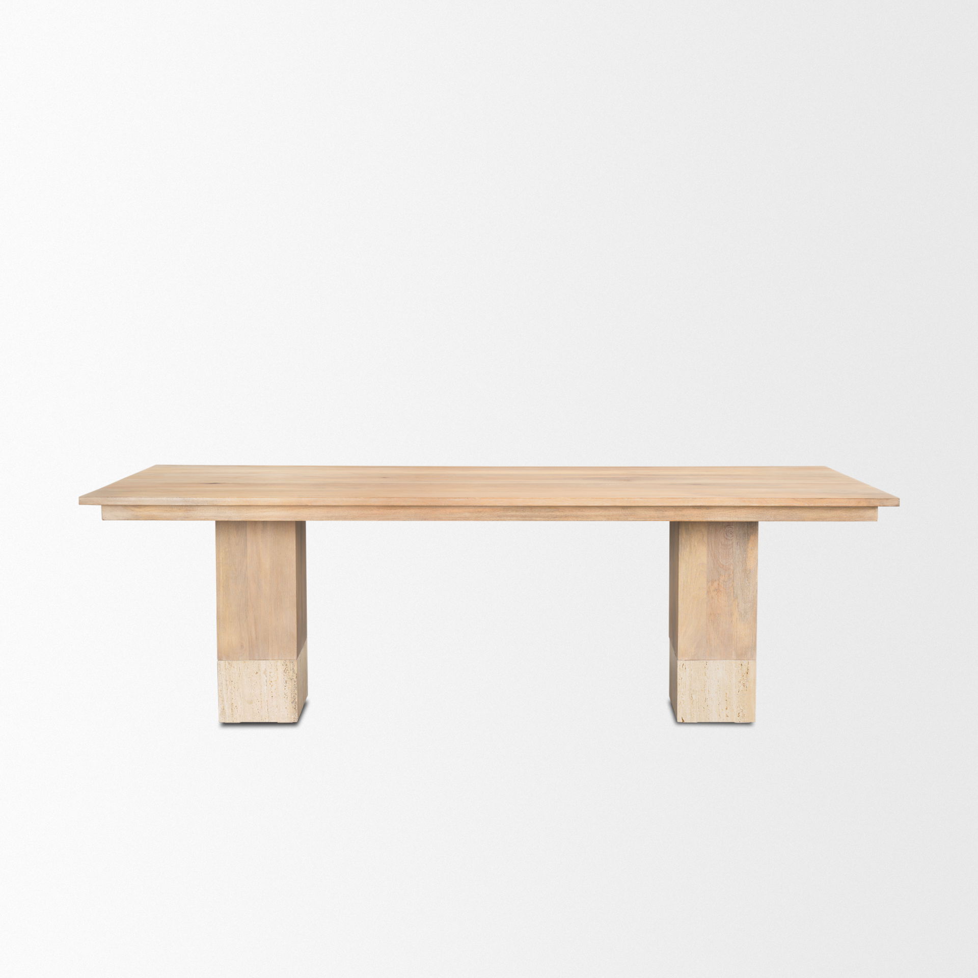 Shivon 94' Light Brown Mango Wood with Travertine Dining Table large image 