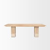 Shivon 94' Light Brown Mango Wood with Travertine Dining Table thumbnail 4