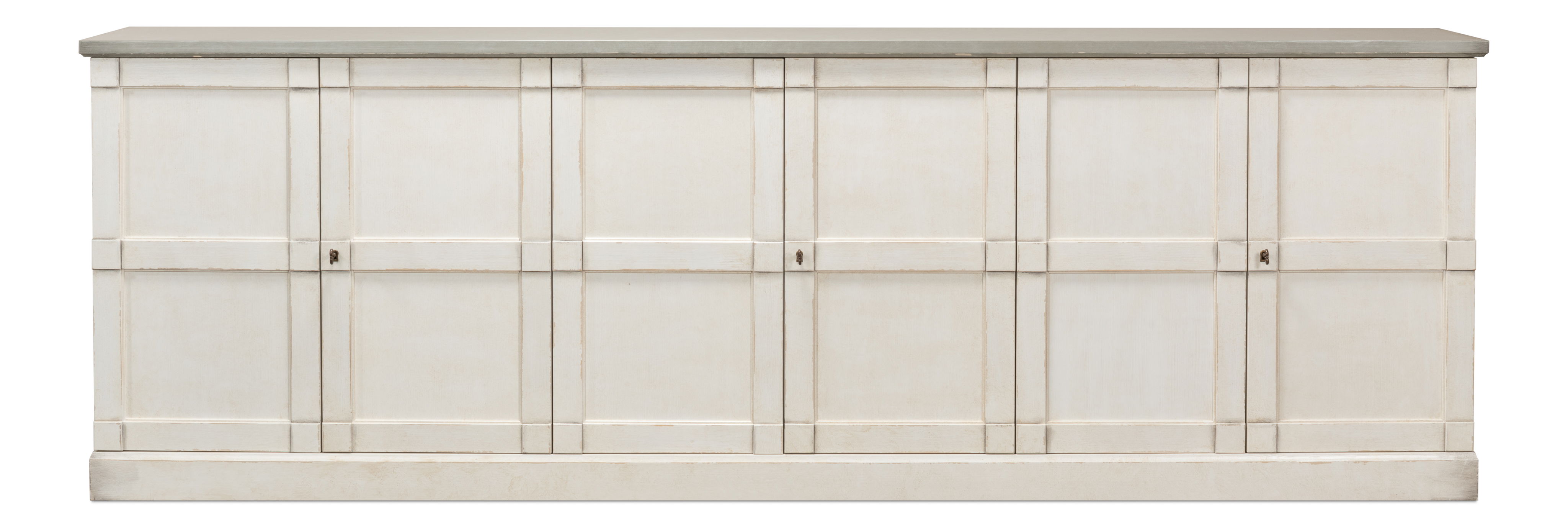 Luciana Wood Drs Buffet,112',St.Wht,Grey, Cabinets & Sideboard by Sarreid, 112" length x 15" width x 38" height View 2