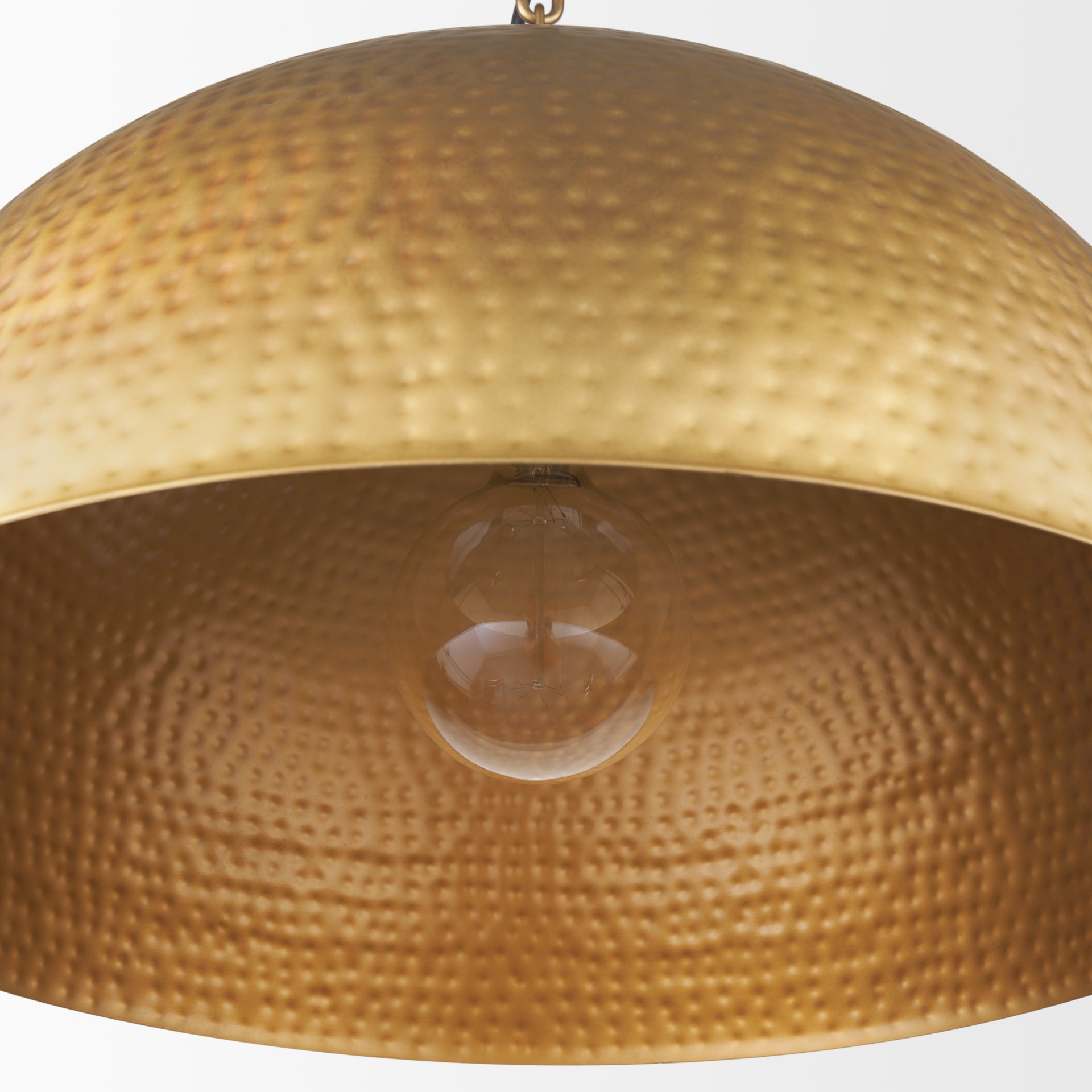 Karina 24' Round Brass-tone Hammered Metal Dome  Pendant Light large image 