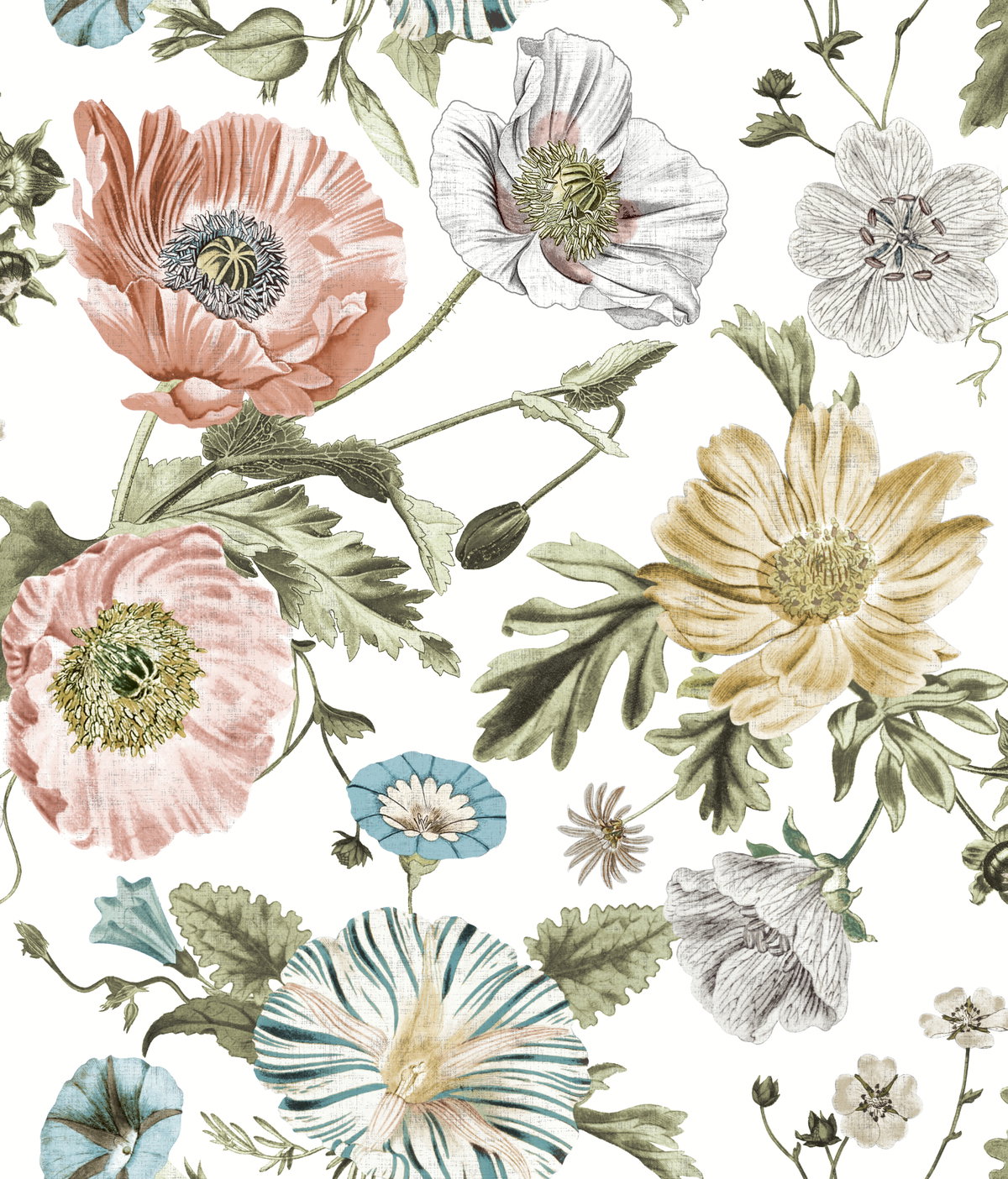 Vintage Poppy Pink Peel & Stick Wallpaper, by York Wall, 18' length x 1'8.5" width x 0.02" depth