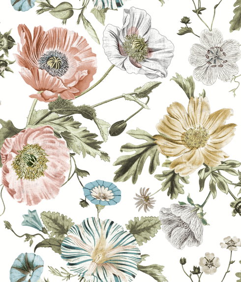 Vintage Poppy Pink Peel & Stick Wallpaper