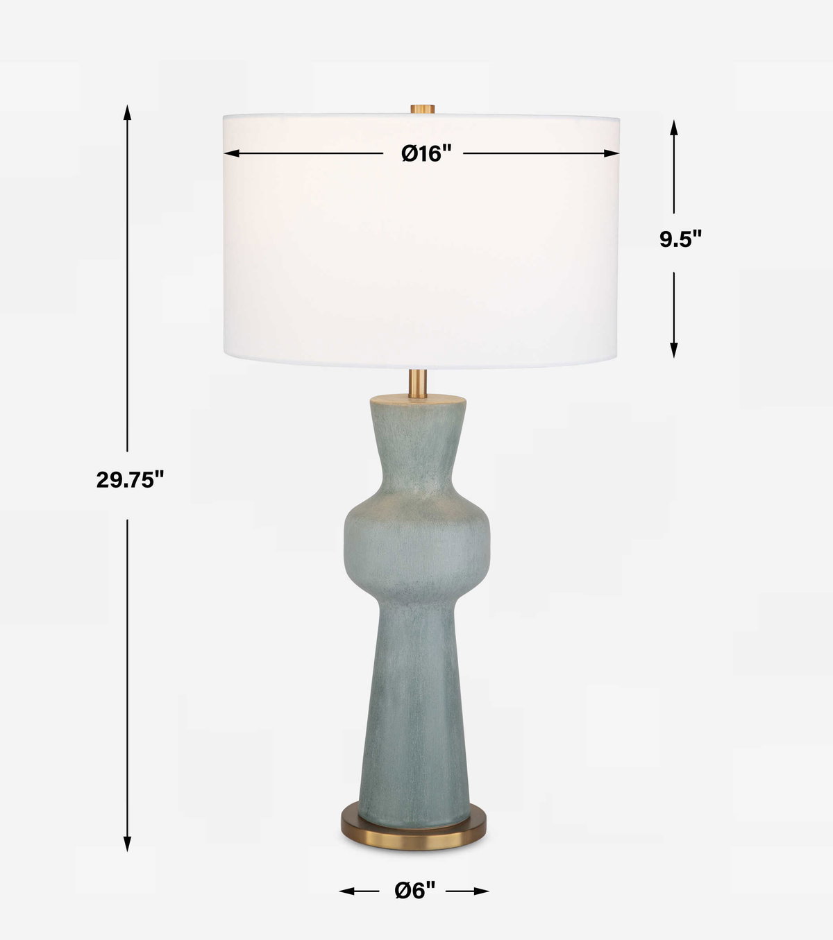 Pollard Slate Green Table Lamp, by Uttermost, 16" width x 29.75" height x 16" depth View 3