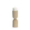 Qamra Medium Beige Textured Metal Pillar Candle Holder Candle Holder, Candles & Candle Holder by Mercana, 3.5" length x 3.5" width x 11" height thumbnail 1