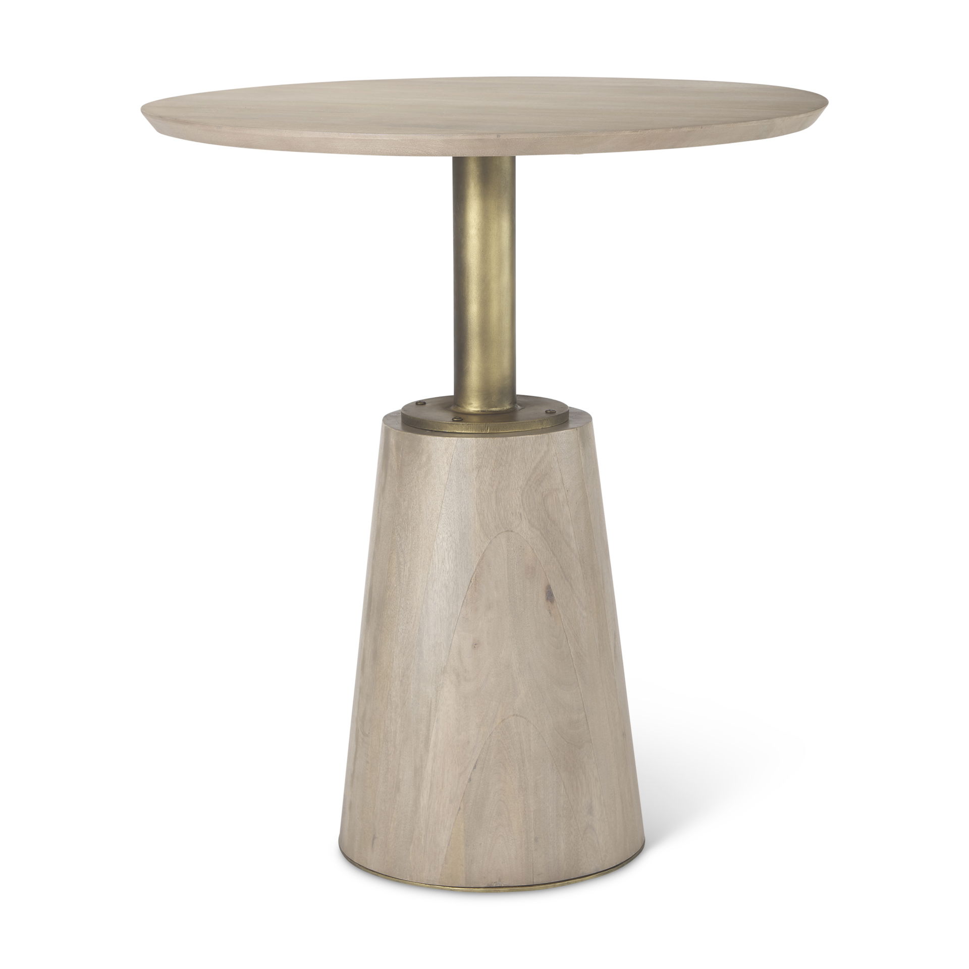 Maxwell 32' Round Light Wood Tabletop & Base with Gold Metal Accent Pedestal Bistro Table large image 