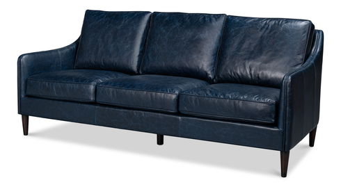 Alehandro Leather Sofa  Chateau Blue